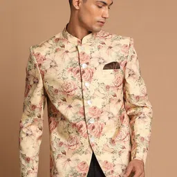 VASTRAMAY Men Brown Printed Jodhpuri Blazers-image-63