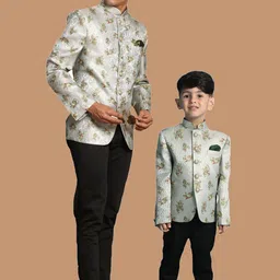 VASTRAMAY Self-designed Woven Slim-fit Jodhpuri Bandhgala Blazer-image-5