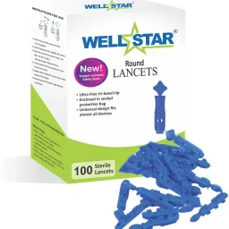 Wellstar BG-03 25 Test Strips With Round Glucometer Lancets (100) Glucometer Lancets image 3