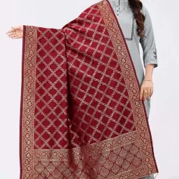 Silk Blend Woven Black Women Dupatta-image-63