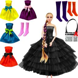 Long Hair Doll with Black Frock, 4 Doll Dresses, 3 Pair Doll Socks and 1 Bag-image-98