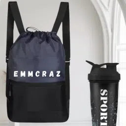 Gym Drawstring Sport Bag Protien Sipper/Flexible 2in1 combo Drawstring GymBag Fitness Accessory Kit Kit-image-4