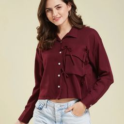 j turritopsis Women Regular Fit Solid Spread Collar Casual Shirt-picture-3