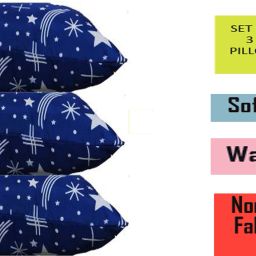 Microfibre, Polyester Fibre Geometric Sleeping Pillow Pack of 3-image-6