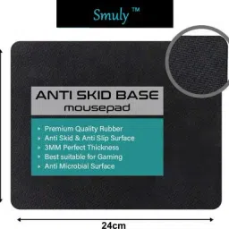SMULY Mouse Pad Non-Slip Rubber Base Mouse pad for Laptop & Desktop, (MP_775K) Mousepad Mousepad image 2