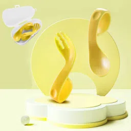 Learn to Eat Baby Self Feeding Set, Spoon and Fork along with Storage Box- Silicone-24