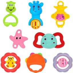 Non-Toxic Rattle Set With Teether For New Born Baby (8 Piece) Rattle-image-85