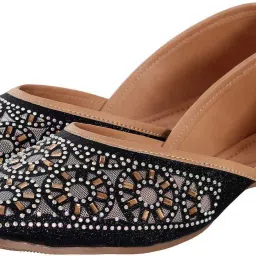 Stone Work Traditional Embroidered Flats Ethnic Shoes Jutis For Women-image-60