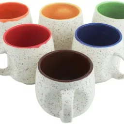 Pack of 6 Ceramic Tea & Coffee Cups Serveware 150 Ml, Set Of 6 Pieces, Multicolour-image-39