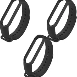UNQT Mi Band 5 & 6 Strap Strap Mi M5 & Mi M6 Black, Pack of 3 Smart Band Strap-23