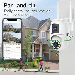 Bzrqx 1080P Full HD WiFi CCTV Dual Lens PTZ Camera 355° Motion Audio Night View Security Camera-image-84
