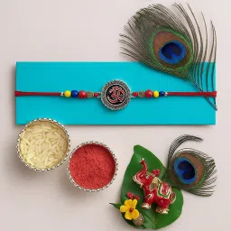 Designer FER29 Silver, Mauli Thread Rakhi Set-13