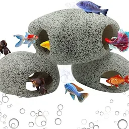 Aquarium Stone Shelter Rock with Small Holes for Hide & Play Décor Ornaments Laterite Unplanted Substrate-picture-27