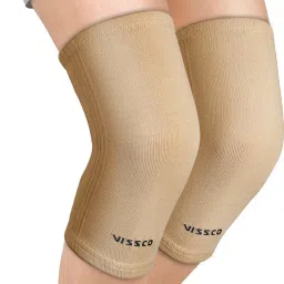 Tubular Elastic Knee Cap|support for free Knee movement|Medium - Beige (IN PAIR) Knee Support-1