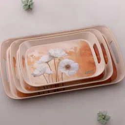 Melamine Floral Design Serving Tray Ideal for Serving Snacks/Tea/Coffee Tray Serving Set-image-3