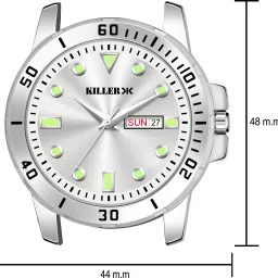 killer Working Day and Date Analog Watch - For Men KL-9200-SILVER image 3