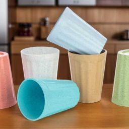 Multicolor Plastic cutting Tea Cups (6 pcs) Ideal for Tea, Coffee & Beverages Glass Tray Set-image-57