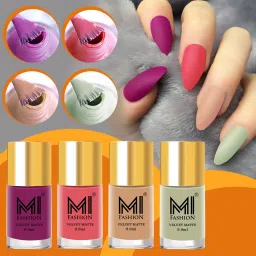 Soft Smooth Unique Matte Nail Polish Combo Sets of 4 Unique Colors - Dark Raspberry, Light Carmine Pink, Burning Sand, Heathered Grey Dark Raspberry, Light Carmine Pink, Burning Sand, Heathered Grey-13