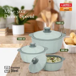jaypee HOTFEAST Casserole Set with Lockable Lid for Serving, gifting and Multi Use Pack of 3 Serve Casserole Set image 5
