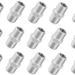 Premium Quality Stainless Steel Hex Nipple 1 INCH, Pack of 15 (Screw On) Faucet Nozzle-22