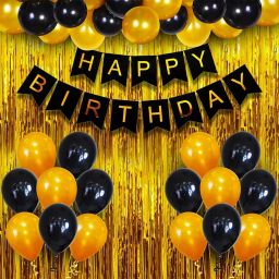 Black and Gold Balloons for Birthday Decoration Kit-image-71