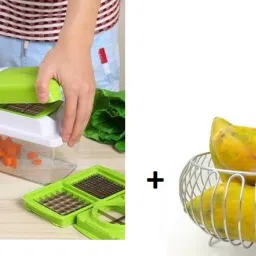 Presents Combo Pack of Multipurpose 12 in 1 Nicer Dicer for Fruits&Veggies and Steel Fruit & Vegetable Basket-picture-14