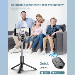 Action Pro Selfie Stick with Tripod Stand,3 in1 Multifunctional design, Selfie, Vlogging & Photo Shoot, Selfie stick with Bluetooth Remote Bluetooth Selfie Stick image 3