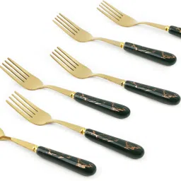 Golden Small Stainless Steel Fork Set with Green Ceramic Handle Design Forks Stainless Steel, Ceramic Fruit Fork, Salad Fork, Serving Fork Set-13