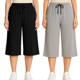 Women Grey, Black Capri-image-12