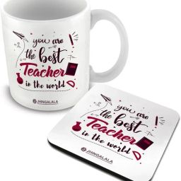 You Are The Best Teacher In The World Printed with Coaster Combo Gift for Teacher, Sir, Madam, Gift for Teacher's Day and Farewell (1216) Ceramic Coffee Mug-image-46