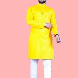 Men Cotton Blend Kurta Pyjama Set-image-84