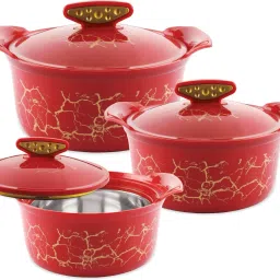 Akoya Classic Insulated Inner Stainless Steel Chapati/Biryani/Vegitable Serving Pack of 3 Thermoware Casserole Set-26