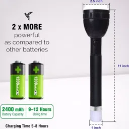 anishify 1KM LONG RANGE Rechargeable LED safety Flashlight Torch 6 hrs Torch Emergency Light image 4