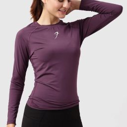 Women Solid Crew Neck Polyester Purple T-Shirt-image-64