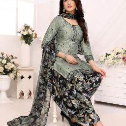 Unstitched Crepe Salwar Suit Material Printed-image-42