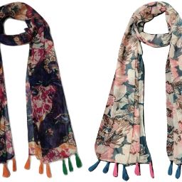 Floral Print Chiffon Women Multicolor Scarf, Stole, Fancy Scarf-image-67