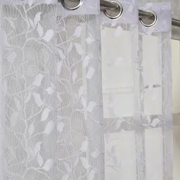 182 cm (6 ft) Net Semi Transparent Shower Curtain (Pack Of 2)-image-70