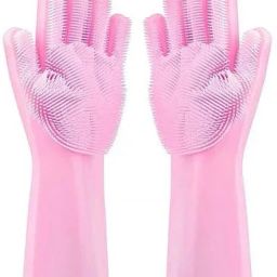 Hand Silicone Cooking Glove Washing Silicon Hand Gloves with Scrubber for Kitchen Cleaning, Utensils, Bath and pet Hair Care - Reusable Heat Resistance and Water Proof Gloves Wet and Dry Glove-13