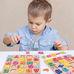 privatecave Wooden Alphabet & Number Learning Puzzle Board – 2-in-1 Early Education Toy image 4