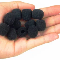 balrama 10pc Black Mini Foam for Headset, Lavalier & Lapel Microphone Windscreen Sponge Mike Foam Windscreen Protection Foam Lapel, Lav, Lavalier Microphone Foam image 2
