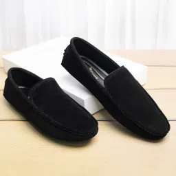 Men's Obsidian Black Italian Suede Leather Driving Loafer Moccasins Loafers For Men-picture-27