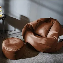 shira 24 4XL Bean Bag with Footrest & Cushion Ready to Use with Beans ( Tan-4XL) Bean Bag SofaWith Bean Filling image 2