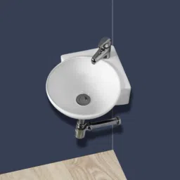 Premium Designer Ceramic Wash Basin(Rcorner White) with Coupling set (14*14*5)(White) Table Top Basin-picture-10