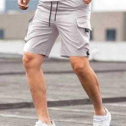Solid Men Grey Cargo Shorts-image-32