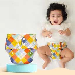 Basic Certified Soft Fleece Lined Pocket Cloth Diaper with 1 Wet-Free Insert (FreeSize Reusable Adjustable Cloth Diaper,Fits from 5-17 kg, Geometric)-20