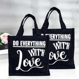 Canvas 2 Pieces Small Lunch Carry Bag (Black)-CTKTC13353 Pack of 2 Grocery Bags-image-56