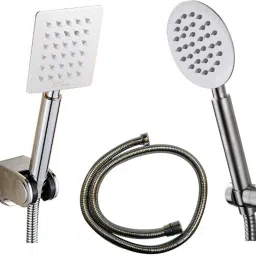 R/N 1 Rectangular & 1 Round Shaped 9" Long Handheld Shower With SS Tube Ultra Slim With Stainless Steel Rain Spray Hand Shower Set Handheld-image-47