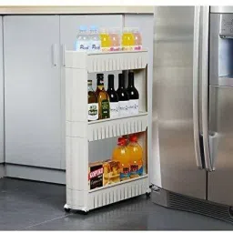 Containers Kitchen Rack 3 Shelves Kitchen Cabinet Storage Organizer Slim Rack Shelf with Wheel Plastic-image-16