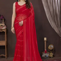 Embellished, Striped, Self Design Bollywood Satin Saree-image-21