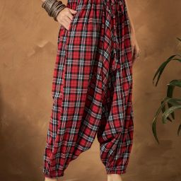 Checkered Cotton Women Harem Pants-image-24